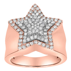 Star Studded Bling 14K Rose Gold 3 Layered Star Ring - 2.93 Ct