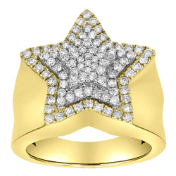 Star Studded Bling 14K Yellow Gold 3 Layered Star Ring - 3 Ct