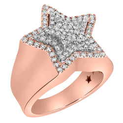 Star Studded Bling 14K Rose Gold 3 Layered Star Ring - 1.88 Ct