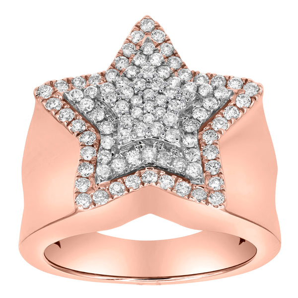 Star Studded Bling 14K Rose Gold 3 Layered Star Ring - 1.88 Ct