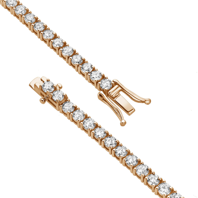 LMJ 10K Rose Gold Unisex Diamond Tennis Bracelets - 7.02 Carats