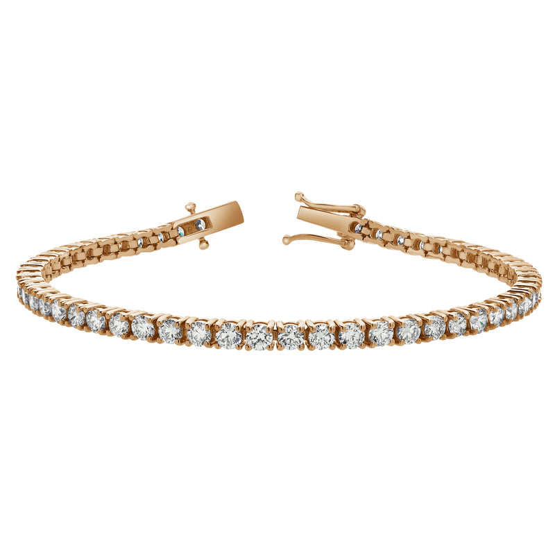 LMJ 10K Rose Gold Unisex Diamond Tennis Bracelets - 7.02 Carats