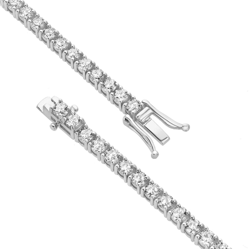 LMJ 10K White Gold Unisex Diamond Tennis Bracelets - 7.06 Carats