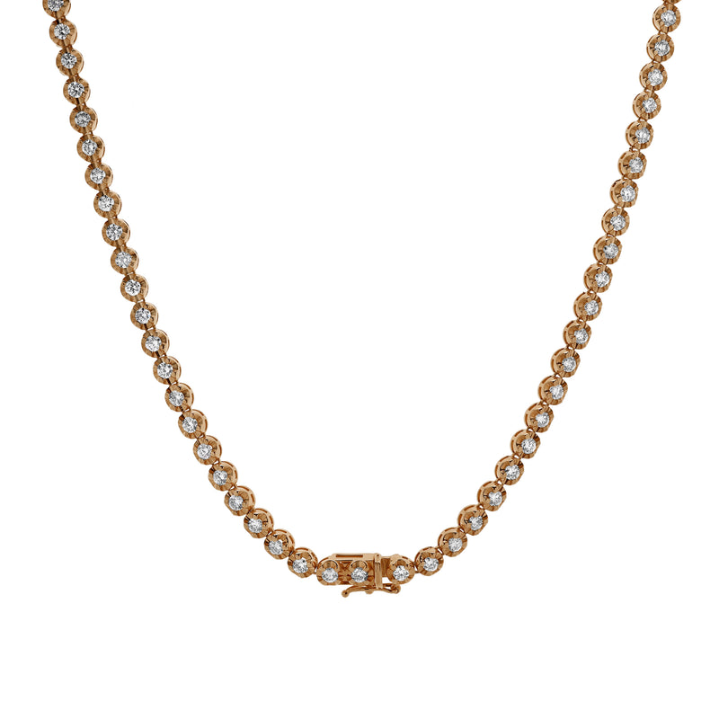 LMJ 14K Rose Gold Diamond Tennis Chain - 6.2 Carats