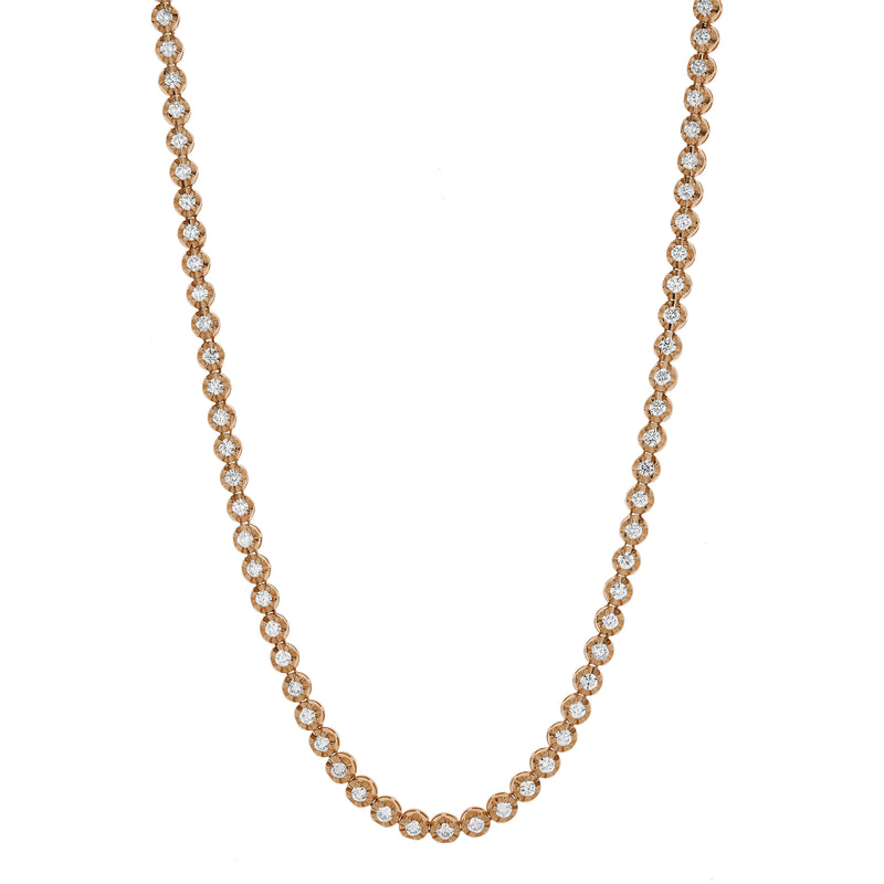 LMJ 14K Rose Gold Diamond Tennis Chain - 6.2 Carats