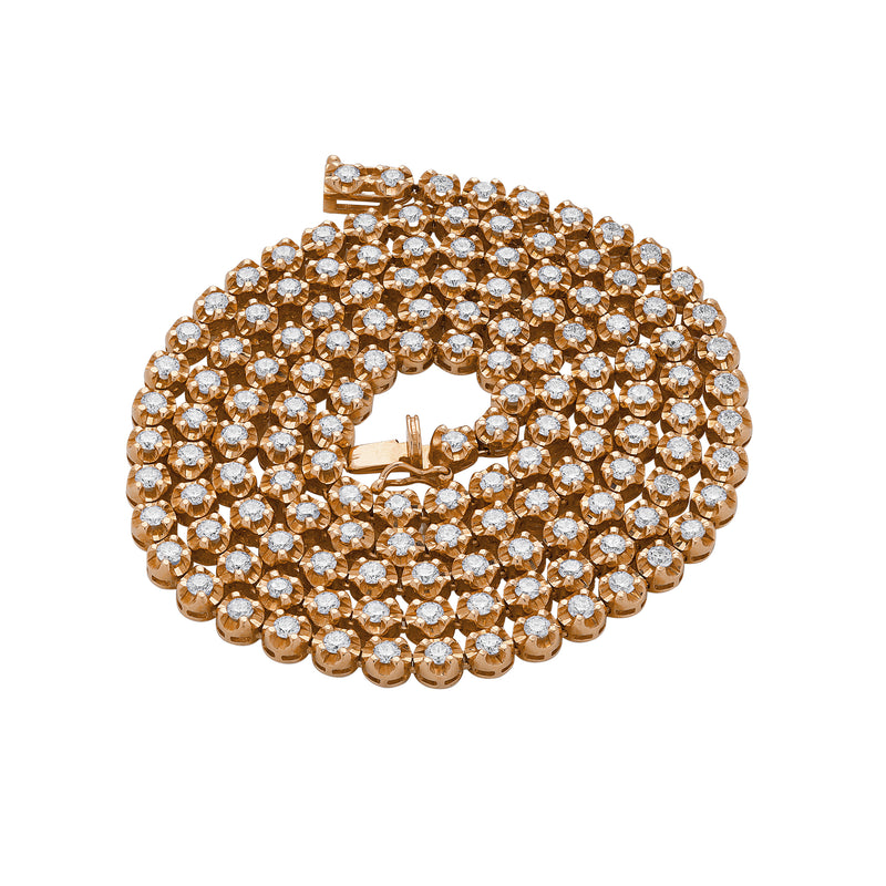 LMJ 14K Rose Gold Diamond Tennis Chain - 7.3 Carats