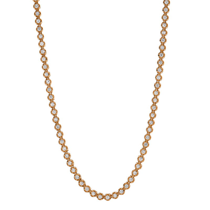 LMJ 14K Rose Gold Diamond Tennis Chain - 7.3 Carats