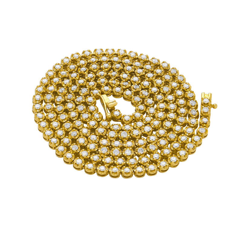 LMJ 14K Yellow Gold Diamond Tennis Chain - 4 Carats