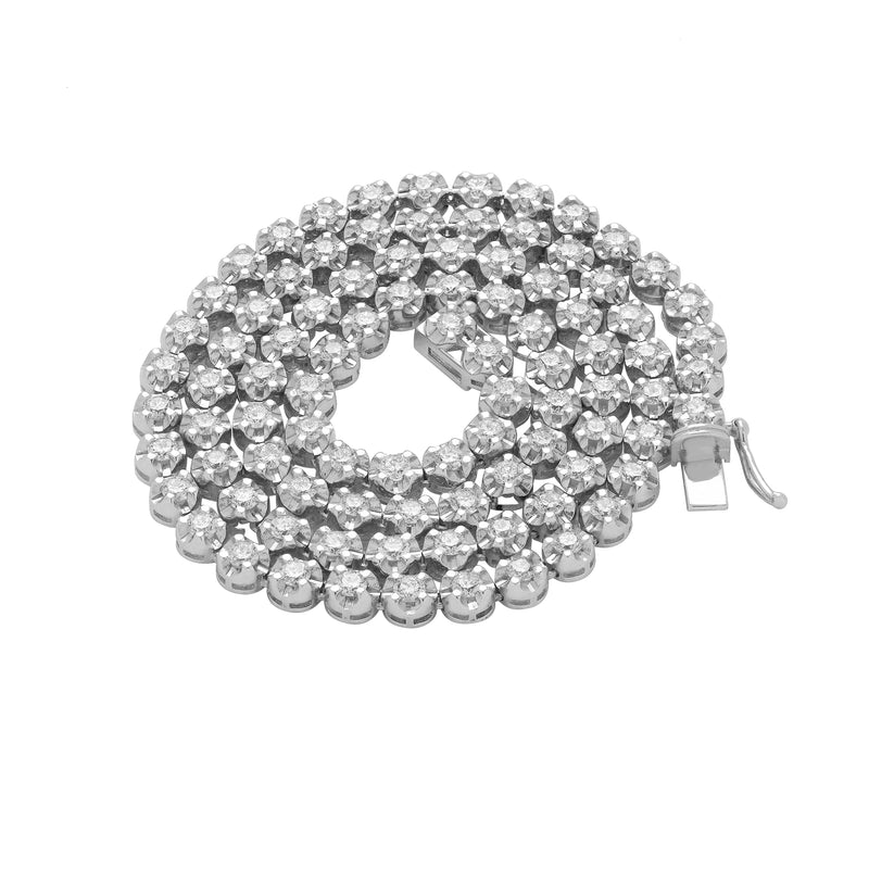 LMJ 14K White Gold Diamond Tennis Chain - 5.4 Carats