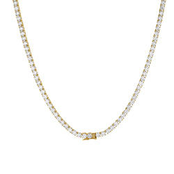 LMJ 10K Yellow Gold Diamond Tennis Chain - 14.34 Carats