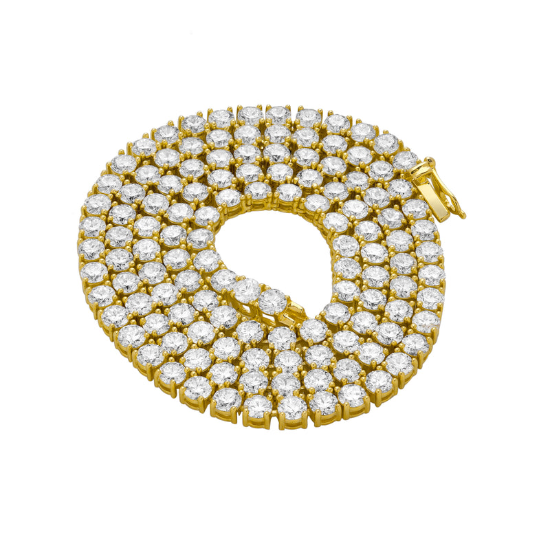 LMJ 10K Yellow Gold Diamond Tennis Chain - 14.34 Carats