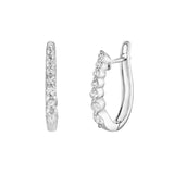 Dewdrop Cascading Diamond Huggie Hoop Earrings in 14K White Gold