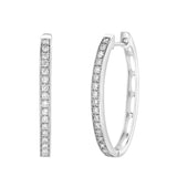 Maris Channel-Set Diamond Huggie Hoop Earrings in 14K White Gold