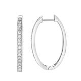 Maris Channel-Set Diamond Huggie Hoop Earrings in 14K White Gold