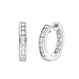 Wisteria Channel-Set Diamond Hoop Earrings in 14K White Gold