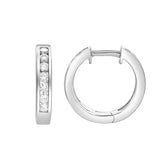 Wisteria Channel-Set Diamond Hoop Earrings in 14K White Gold