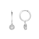 Lilia Pave Round Diamond Drop Huggie Hoop Earrings in 14K White Gold