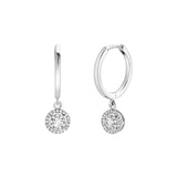 Lilia Pave Round Diamond Drop Huggie Hoop Earrings in 14K White Gold