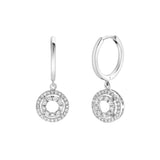 Edwina Pave Round Diamond Drop Huggie Hoop Earrings in 14K White Gold