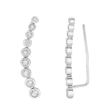 Gaia Bubble Diamond Crawler Cuff Earrings in 14K White Gold