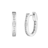 Callaluna Channel-Set Diamond Huggie Hoop Earrings in 14K White Gold