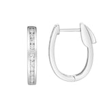 Callaluna Channel-Set Diamond Huggie Hoop Earrings in 14K White Gold