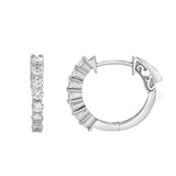 Azaleia Beaded Diamond Huggie Hoop Earrings in 14K White Gold