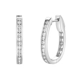 Lavendelle Channel-Set Diamond Huggie Hoop Earrings in 14K White Gold