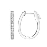 Lavendelle Channel-Set Diamond Huggie Hoop Earrings in 14K White Gold