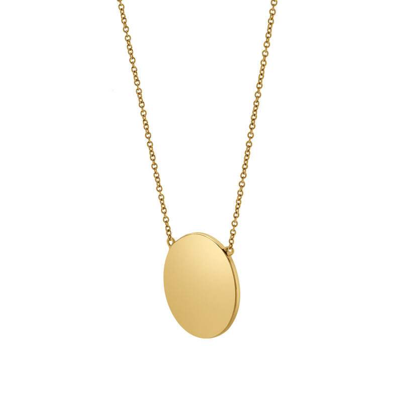 Soleil Palm Diamond Studded Round Disc Pendant in 14K Yellow Gold