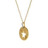 Astrid Star Diamond Studded Round Disc Pendant in 14K Yellow Gold