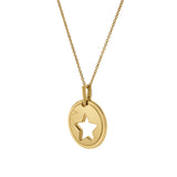 Astrid Star Diamond Studded Round Disc Pendant in 14K Yellow Gold