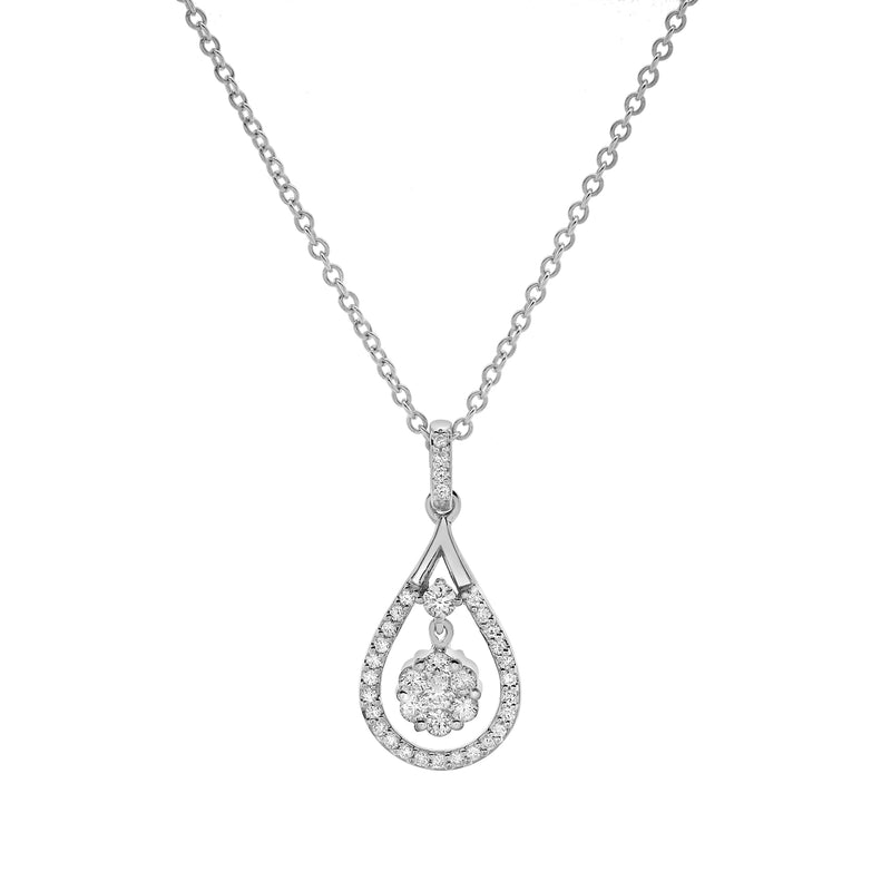 Elysian Teardrop Diamond Pendant 14K White Gold