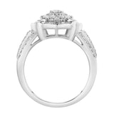 Nebula 14K White Gold Round Diamond Studded Halo Cluster Ring - 1cts