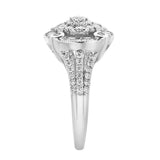 Nebula 14K White Gold Round Diamond Studded Halo Cluster Ring - 1cts