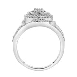 Imperium 14K White Gold Round Diamond Studded Double Halo Ring - 0.99cts
