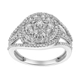 Imperium 14K White Gold Round Diamond Studded Double Halo Ring - 0.99cts