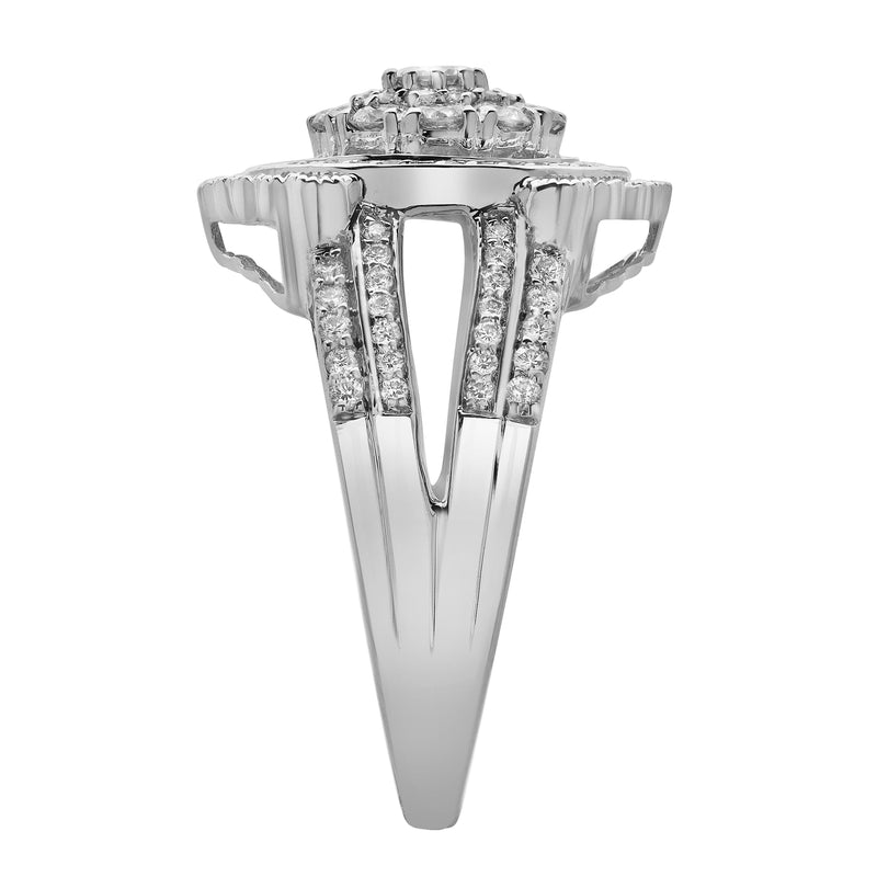 Astrid 14K White Gold Round Diamond Studded Cluster Ring - 0.97cts
