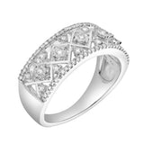 Xeno 14K White Gold Round Diamond Studded Textured Band Ring - 0.24cts