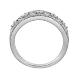 Xeno 14K White Gold Round Diamond Studded Textured Band Ring - 0.24cts