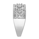Xeno 14K White Gold Round Diamond Studded Textured Band Ring - 0.24cts