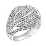 Marina 14K White Gold Round Diamond Studded Dome Ring - 0.84cts