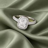 Basma 14K White Gold Radiant Cut Lab Grown Diamond Halo Engagement Ring - 2 Ct