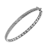 Twisted Radiance 0.03 Ct Diamond Bangle in 925 Sterling Silver