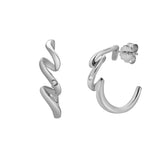 Zenvira 0.02 Ct Diamond Abstract Hoop Earrings in 925 Sterling Silver