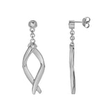 Elmora 0.02 Ct Diamond Twisted Drop Earrings in 925 Sterling Silver