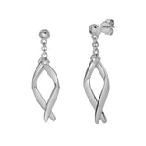 Elmora 0.02 Ct Diamond Twisted Drop Earrings in 925 Sterling Silver