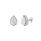 Amaya 14K White Gold Lab Grown Diamond Pear Halo Studs – 4.25 ct