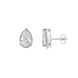 Amaya 14K White Gold Lab Grown Diamond Pear Halo Studs – 4.25 ct