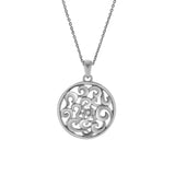 Lysandra 0.02 Ct Diamond Filigree Disc Pendant in 925 Sterling Silver